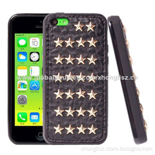 New phone cover pentacle rivet case protective wild style for iPhone 5C
